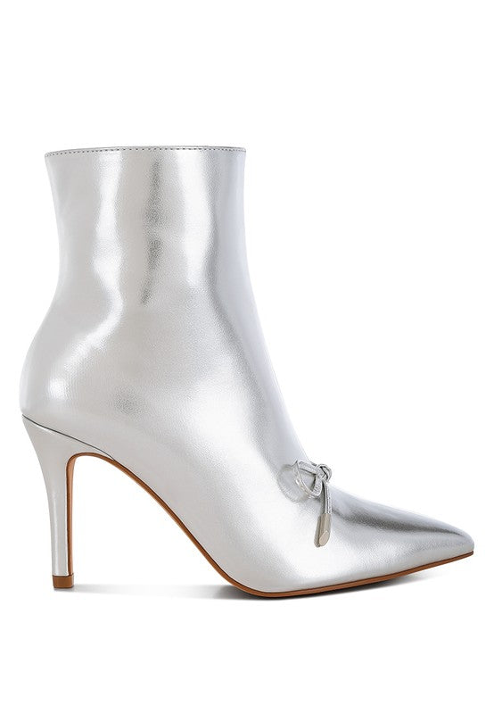 Women's Capper Bow Detail Metallic High Ankle Boots