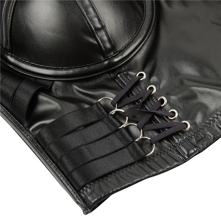 Women's Back Breasted PU Leather Sling Corset