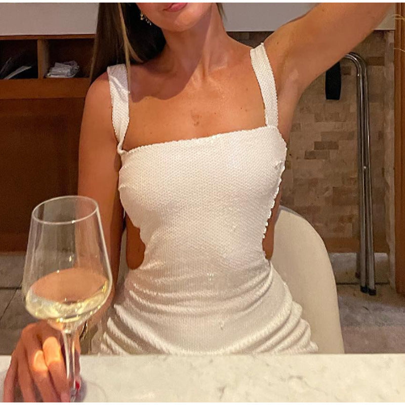 Sequin Sling Backless Dress