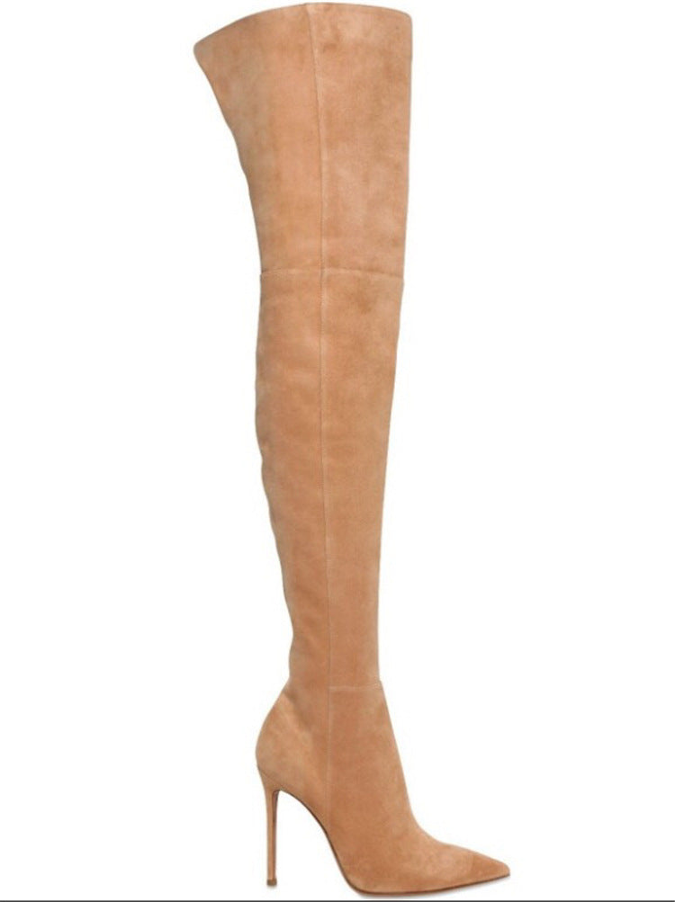 Pointed Toe Stiletto Heel Faux Suede Boots