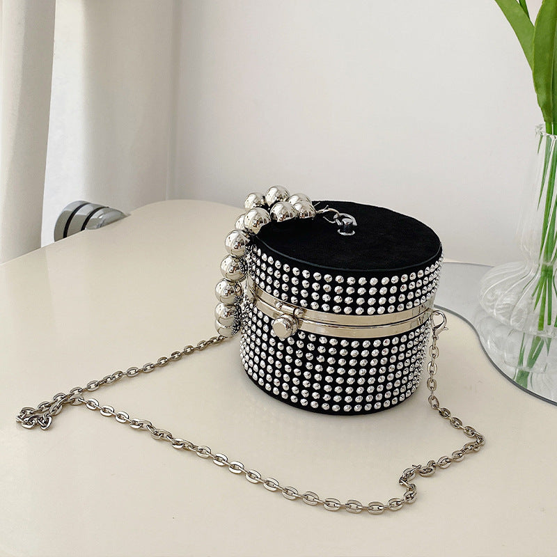Women's Fashion Diamond-studded Pearl Hand Crossbody Bucket Bag