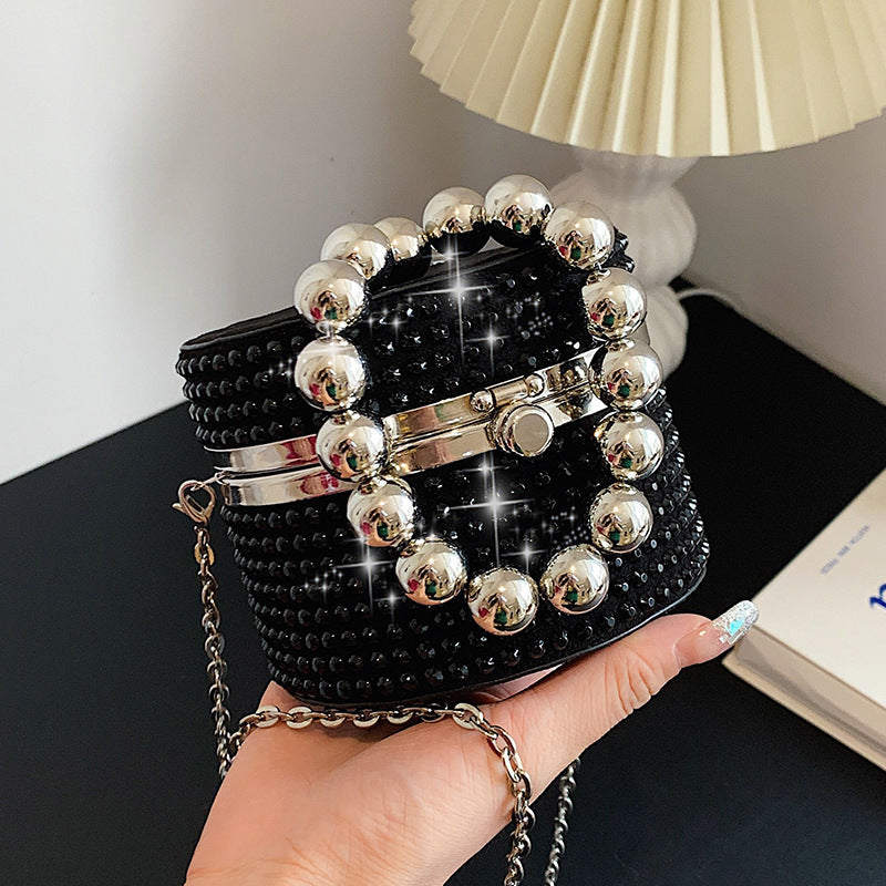 Women's Fashion Diamond-studded Pearl Hand Crossbody Bucket Bag