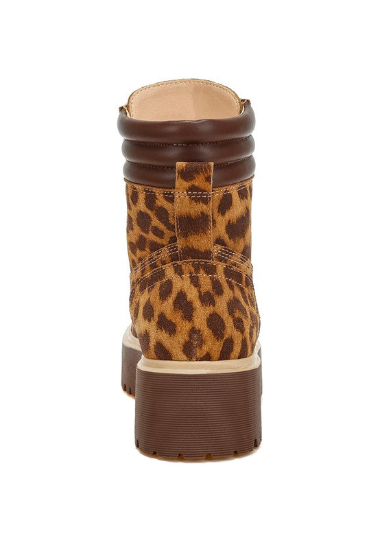 Women's Ujola High Ankle Leopard Print Suede Boots