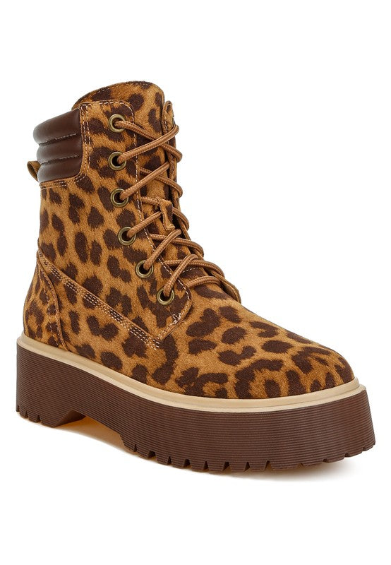 Women's Ujola High Ankle Leopard Print Suede Boots