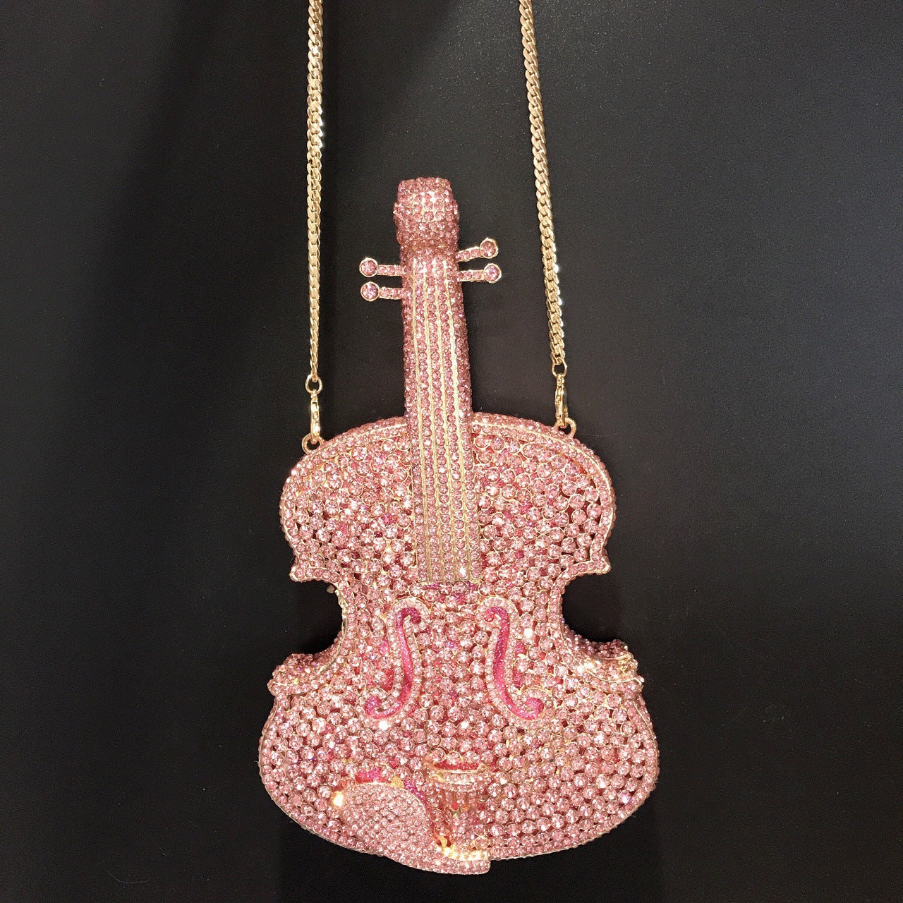 Rhinestone Cut Out Fashionable Violin Shoulder Bag