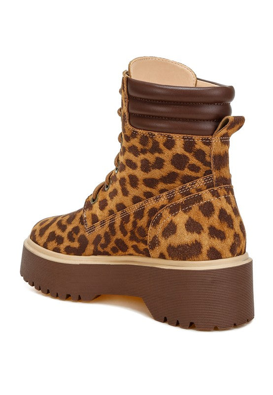 Women's Ujola High Ankle Leopard Print Suede Boots