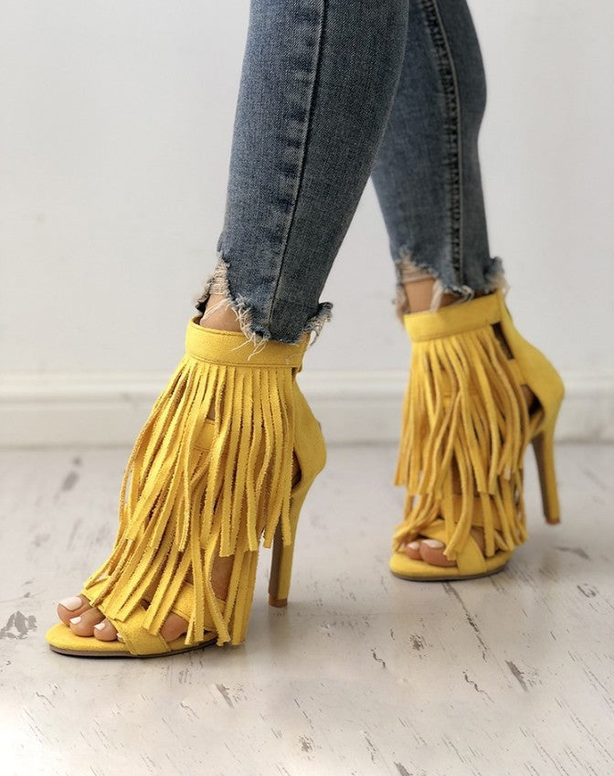 Women's Fashion Fringed High Heel Sandals