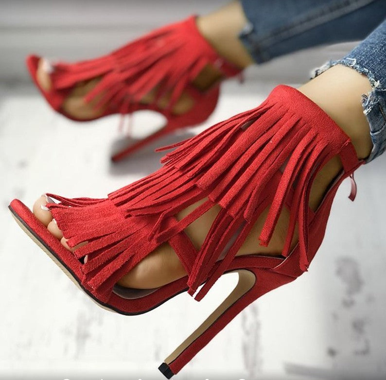 Women's Fashion Fringed High Heel Sandals