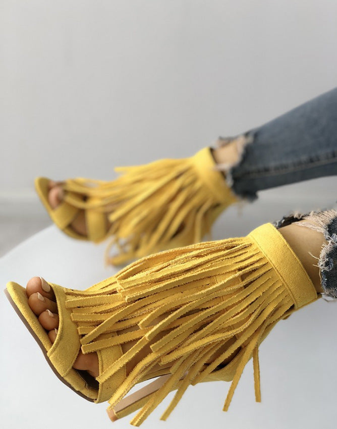 Women's Fashion Fringed High Heel Sandals
