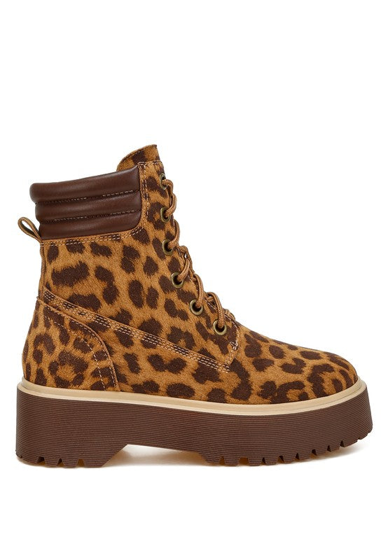 Women's Ujola High Ankle Leopard Print Suede Boots
