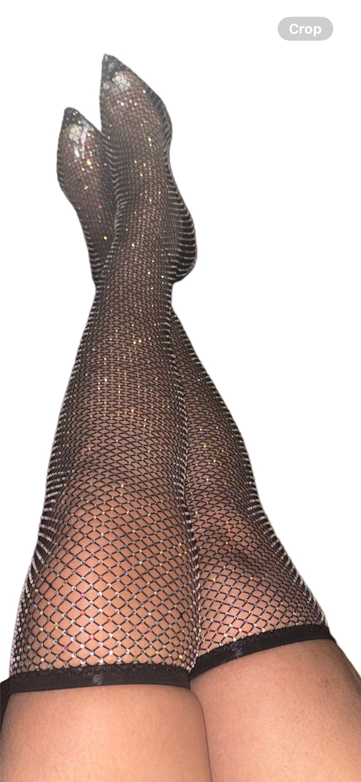 Over-the-knee Rhinestone Mesh Fishnet Boots