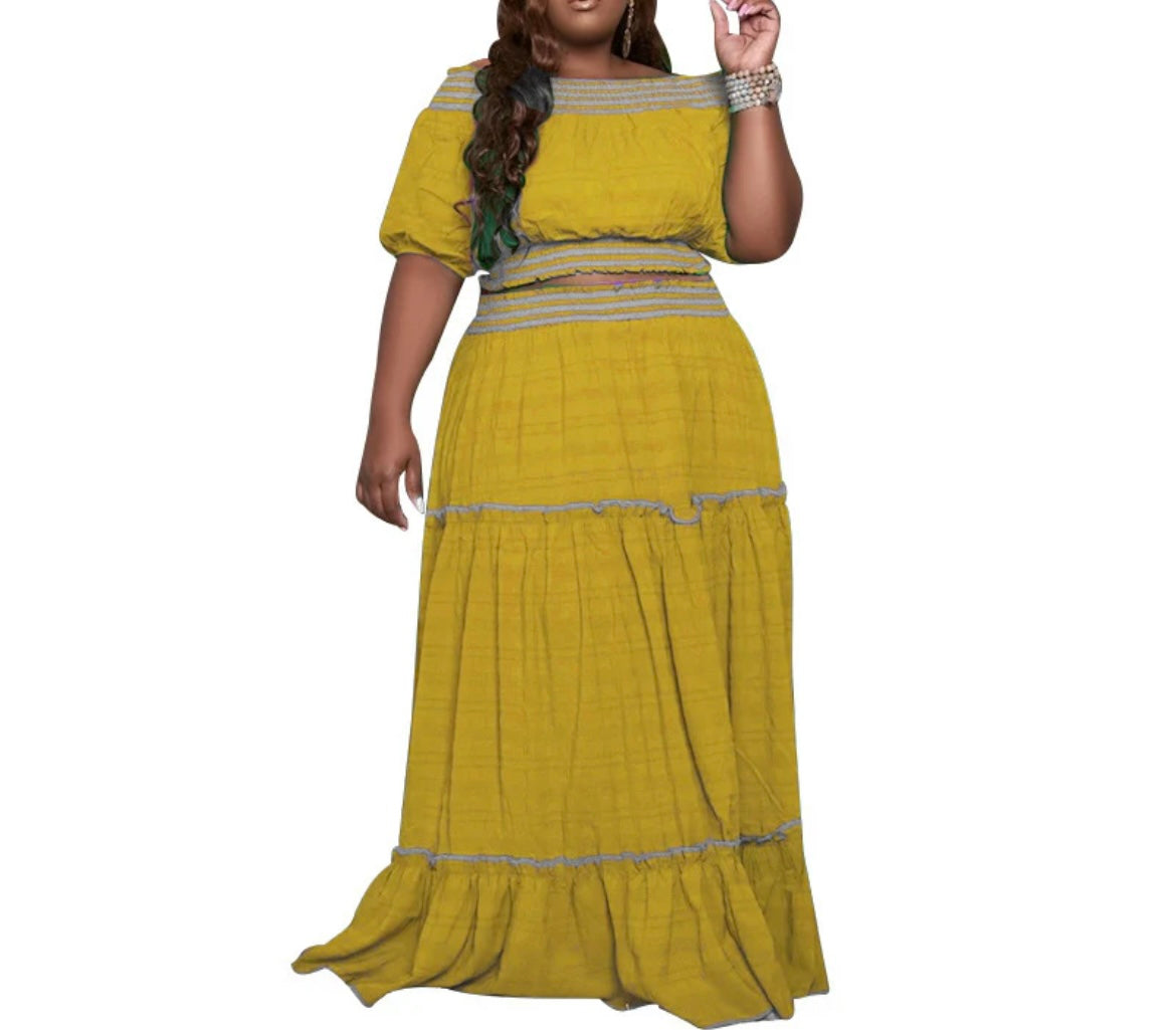 Plus Size Two Piece Long Skirt Set