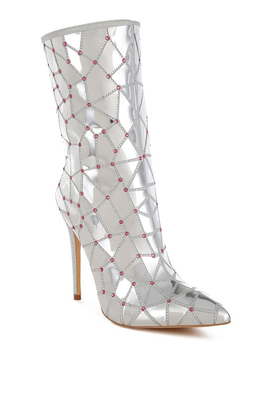 Women's Echostage Rhinestones Embellished Metallic Boots