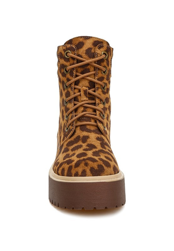 Women's Ujola High Ankle Leopard Print Suede Boots