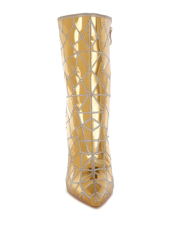 Women's Echostage Rhinestones Embellished Metallic Boots