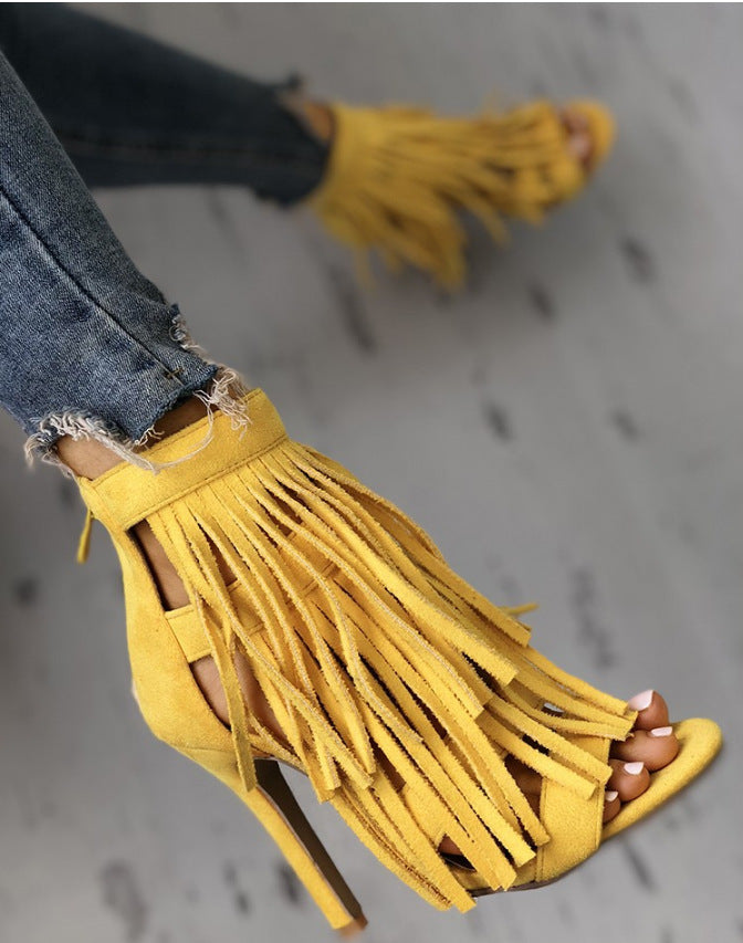 Women's Fashion Fringed High Heel Sandals