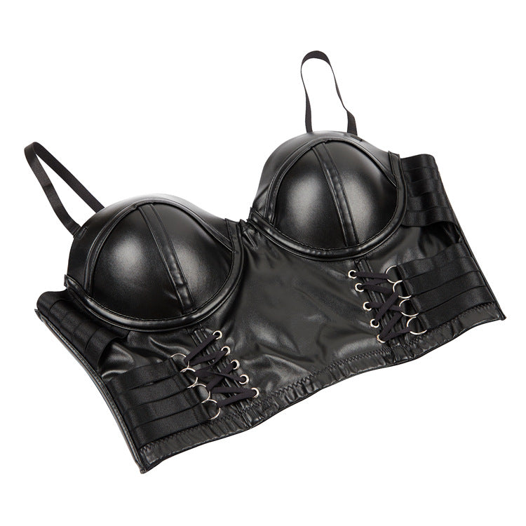 Women's Back Breasted PU Leather Sling Corset