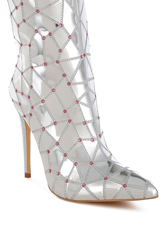 Women's Echostage Rhinestones Embellished Metallic Boots