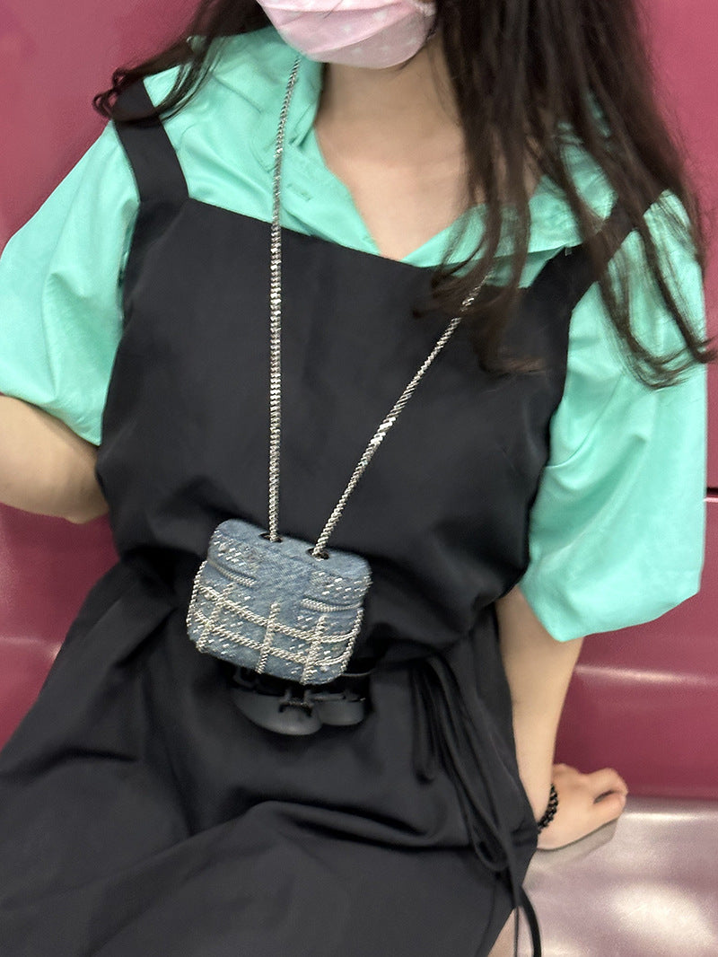 Denim Pendant Mini Chain Shoulder Bag