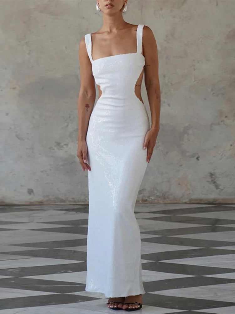 Sequin Sling Backless Dress