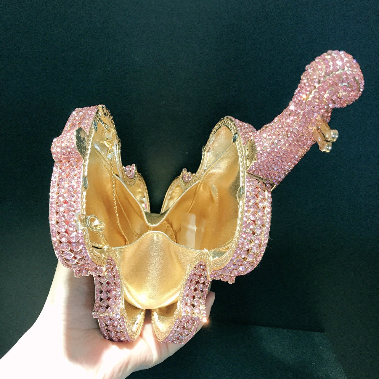 Rhinestone Cut Out Fashionable Violin Shoulder Bag