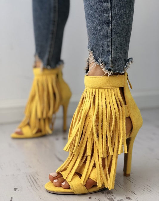 Women's Fashion Fringed High Heel Sandals