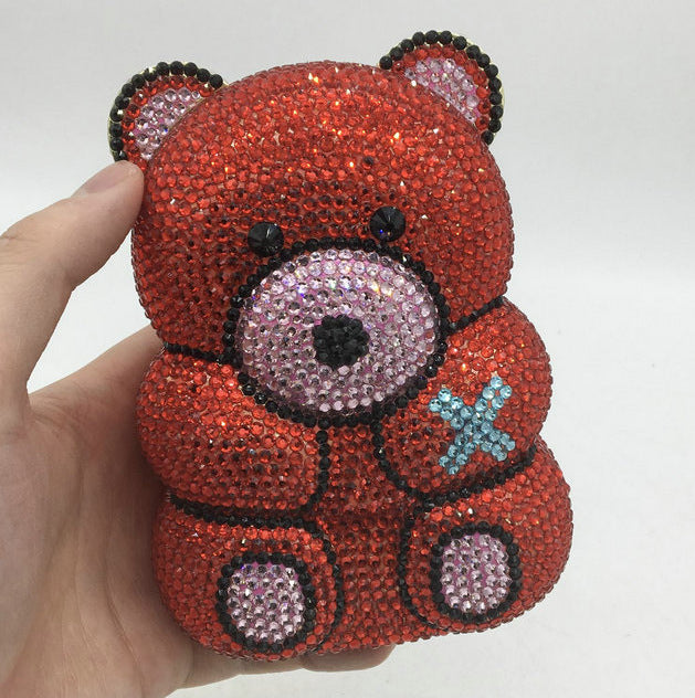 Fashion Simple Bear Shape Party Rhinestone  Bag