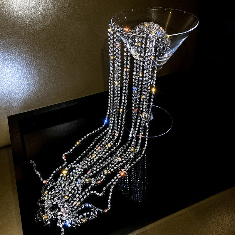 Long Tassel Rhinestone Ponytail Clip