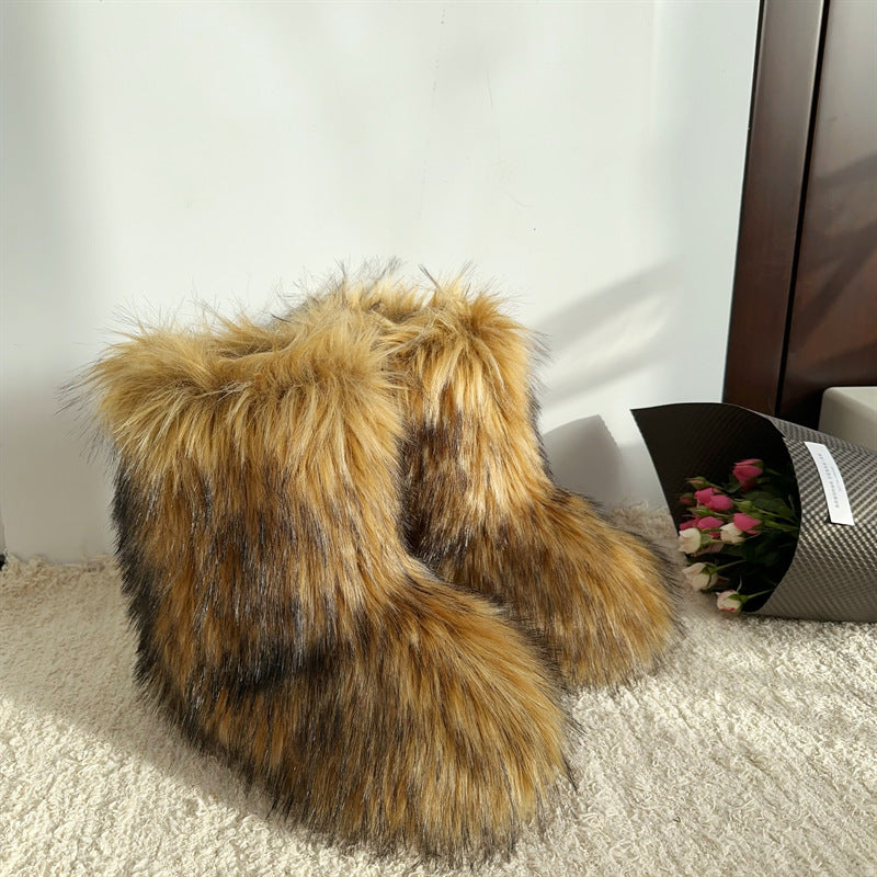 Women's  Warm Fluffy Plush Snow Boots