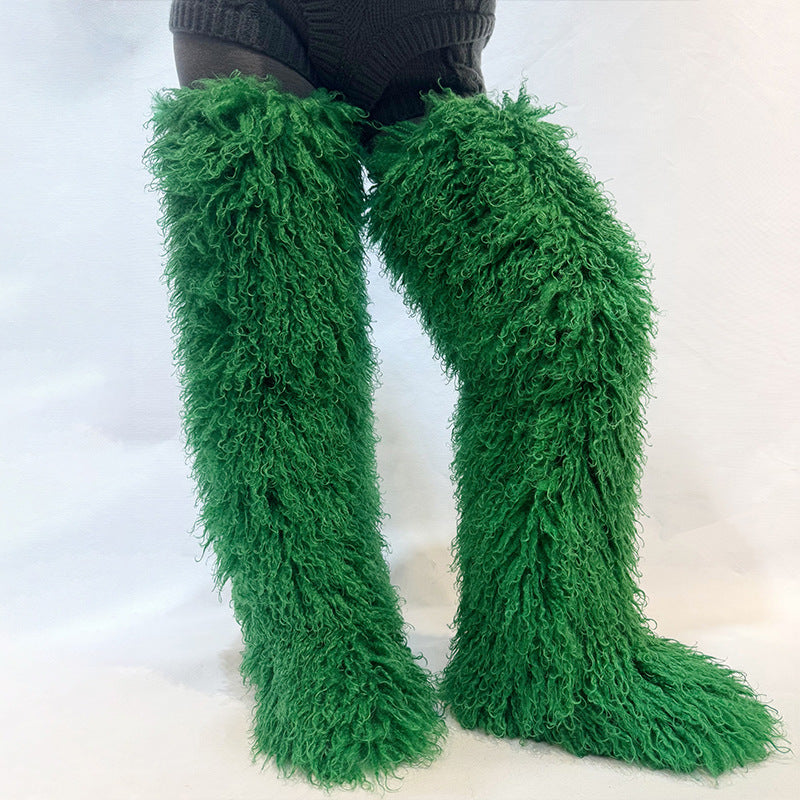 72cm Thigh-high furry Boots For Fall And Winter