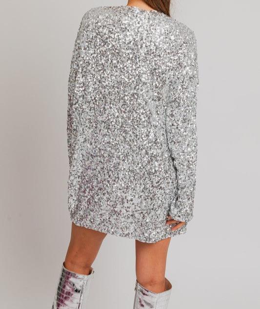 Women's Long Sleeve Sequin Mini Dress