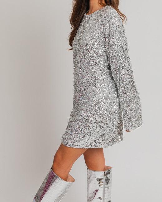 Women's Long Sleeve Sequin Mini Dress