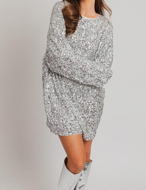 Women's Long Sleeve Sequin Mini Dress