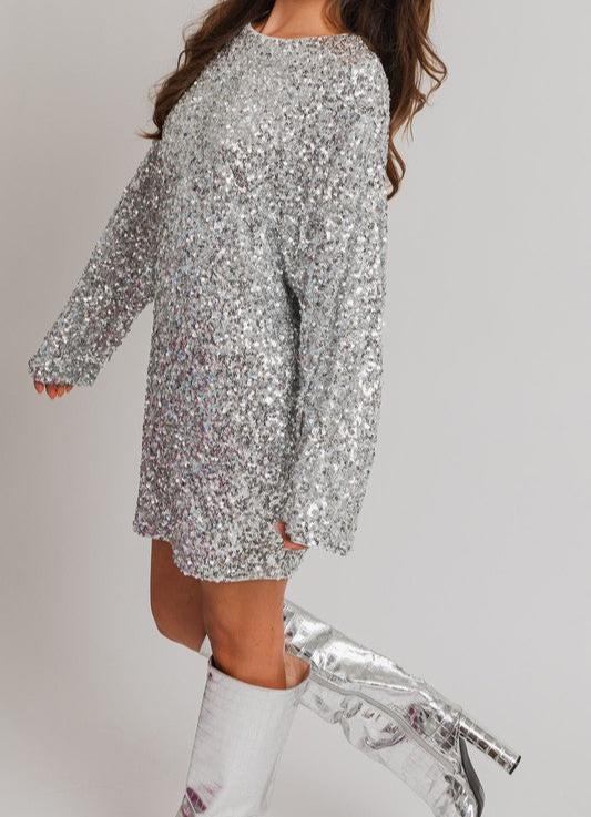 Women's Long Sleeve Sequin Mini Dress