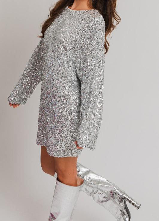 Women's Long Sleeve Sequin Mini Dress