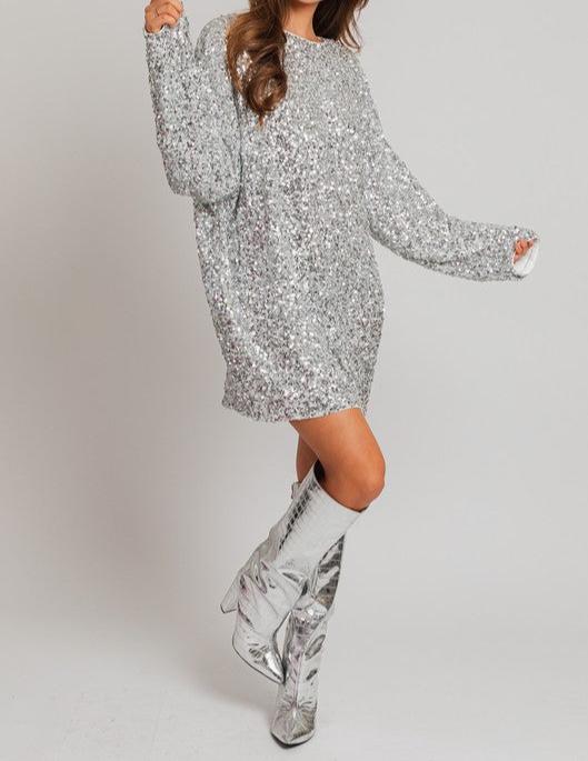 Women's Long Sleeve Sequin Mini Dress