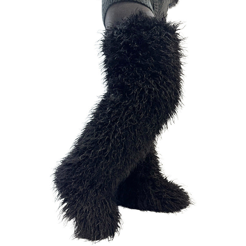 72cm Thigh-high furry Boots For Fall And Winter