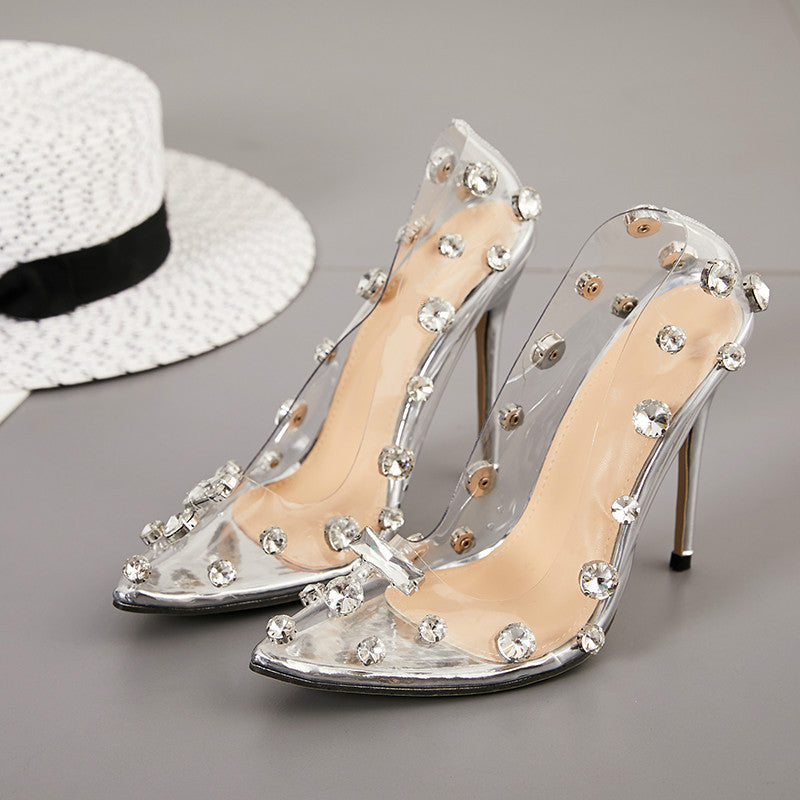 Rhinestone Clear High Heels