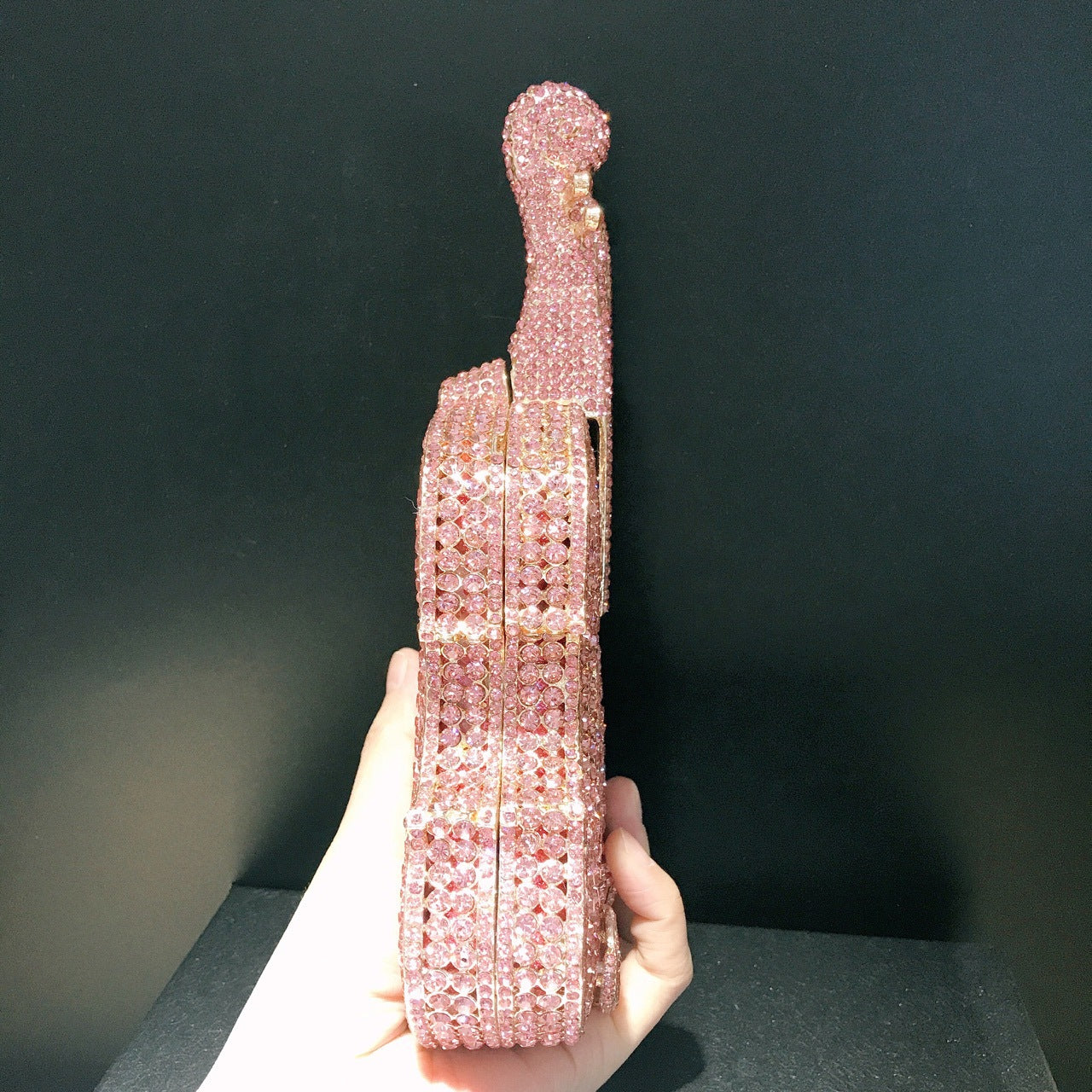 Rhinestone Cut Out Fashionable Violin Shoulder Bag