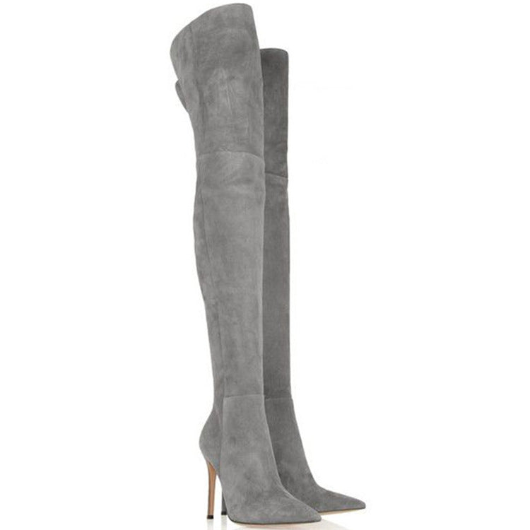Pointed Toe Stiletto Heel Faux Suede Boots