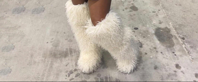 72cm Thigh-high furry Boots For Fall And Winter