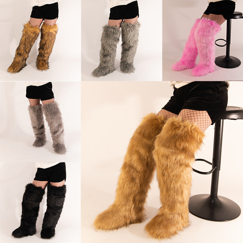 72cm Thigh-high furry Boots For Fall And Winter