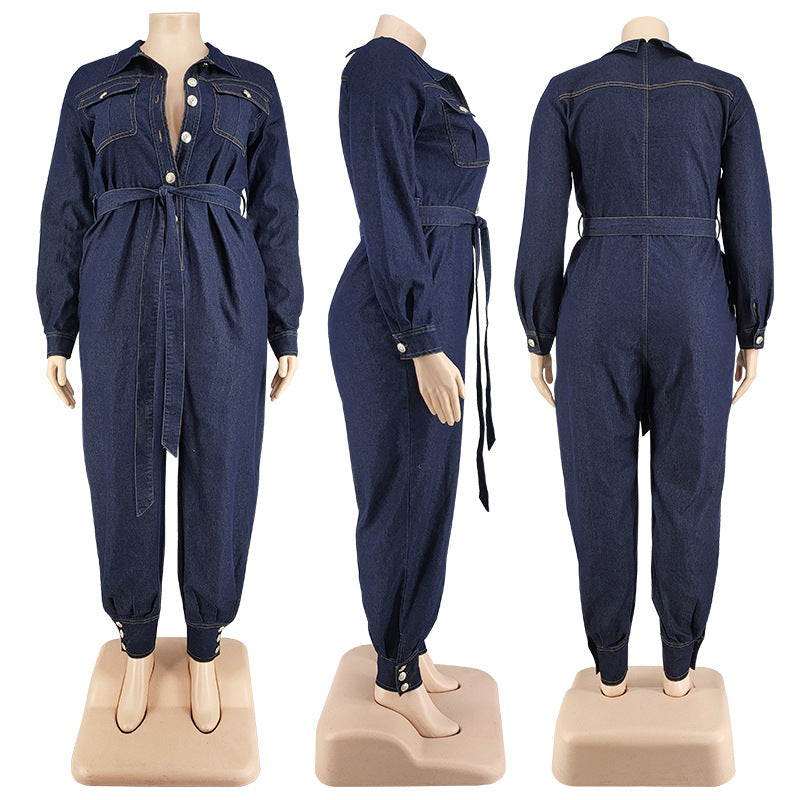 Plus Size Autumn Lazada Denim Jumpsuit
