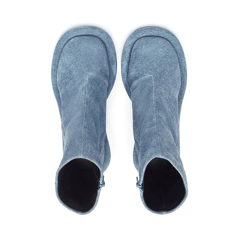 Round Toe High Heels Boots