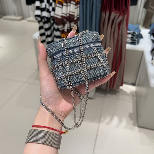 Denim Pendant Mini Chain Shoulder Bag