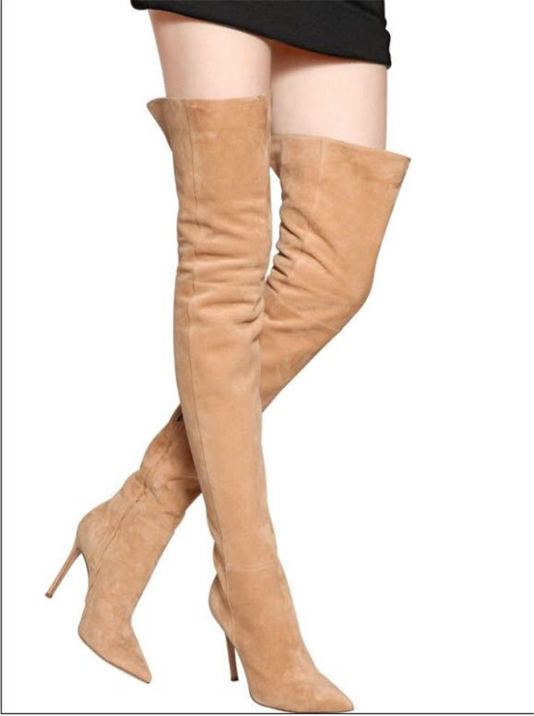 Pointed Toe Stiletto Heel Faux Suede Boots