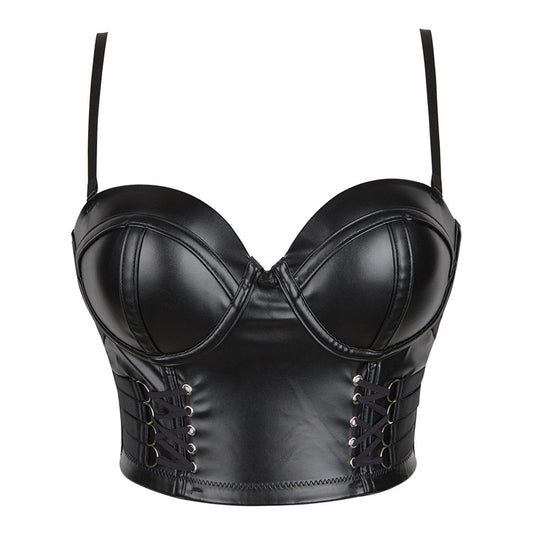 Women's Back Breasted PU Leather Sling Corset