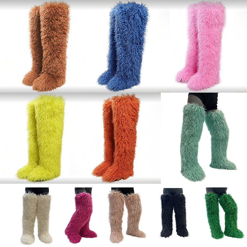 72cm Thigh-high furry Boots For Fall And Winter