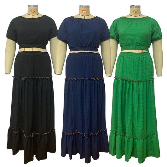 Plus Size Two Piece Long Skirt Set