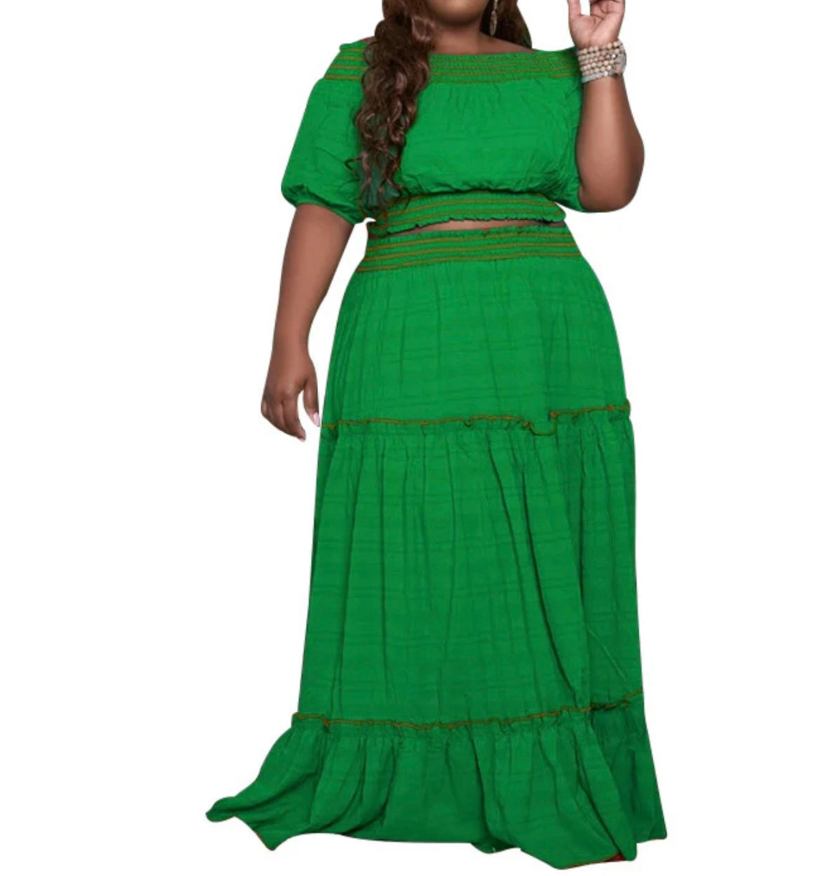 Plus Size Two Piece Long Skirt Set
